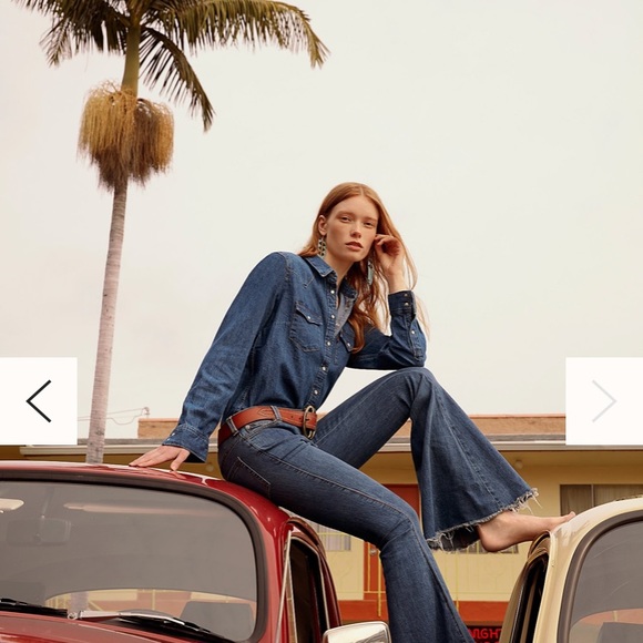 Free People Pants - FP Super flare dark denim jeans